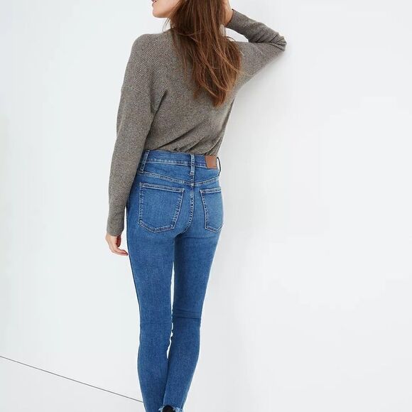 Madewell 10” High Rise Skinny Button Front Jeans Raw hem Womens Sz 26 - Picture 2 of 11